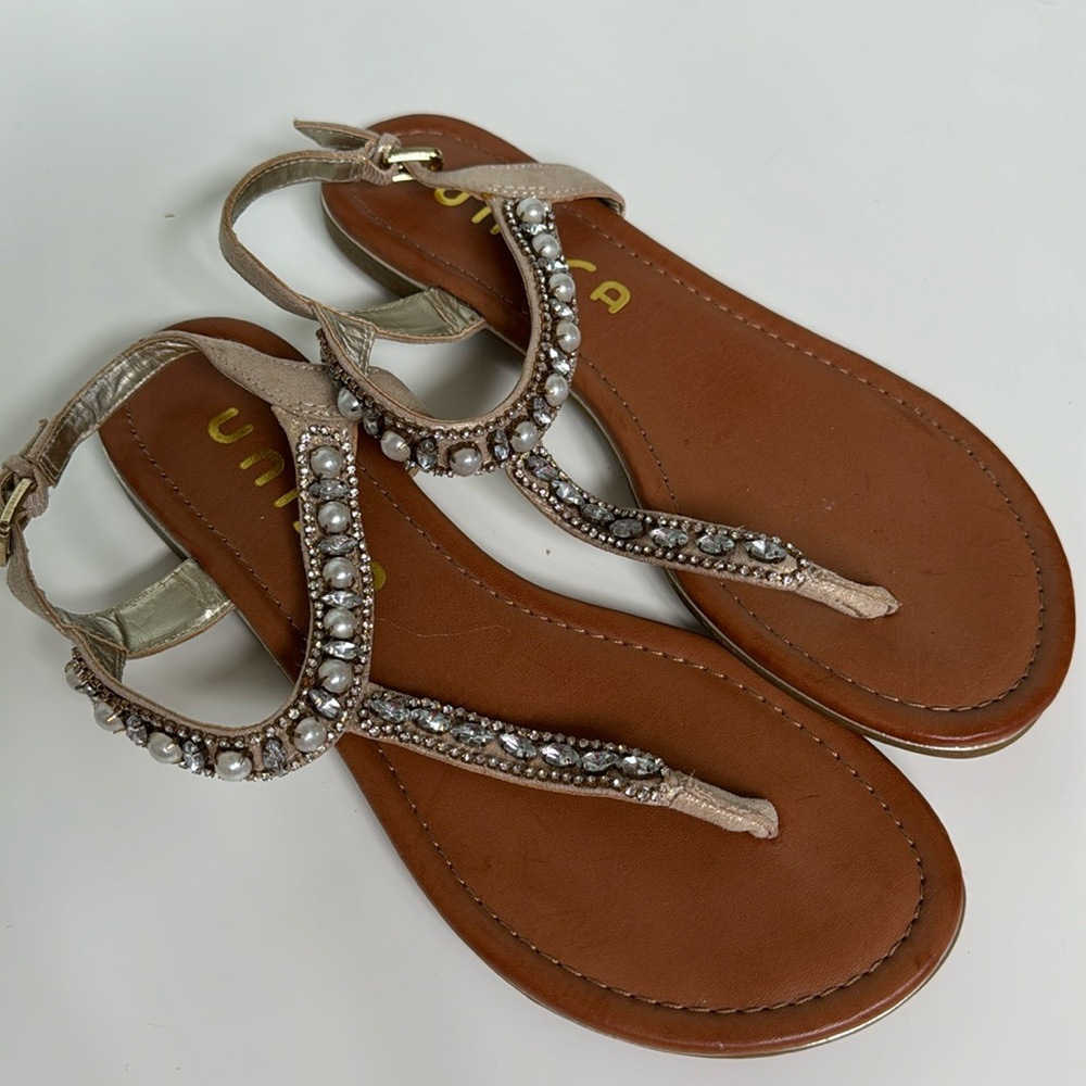 Gold thong sandals
